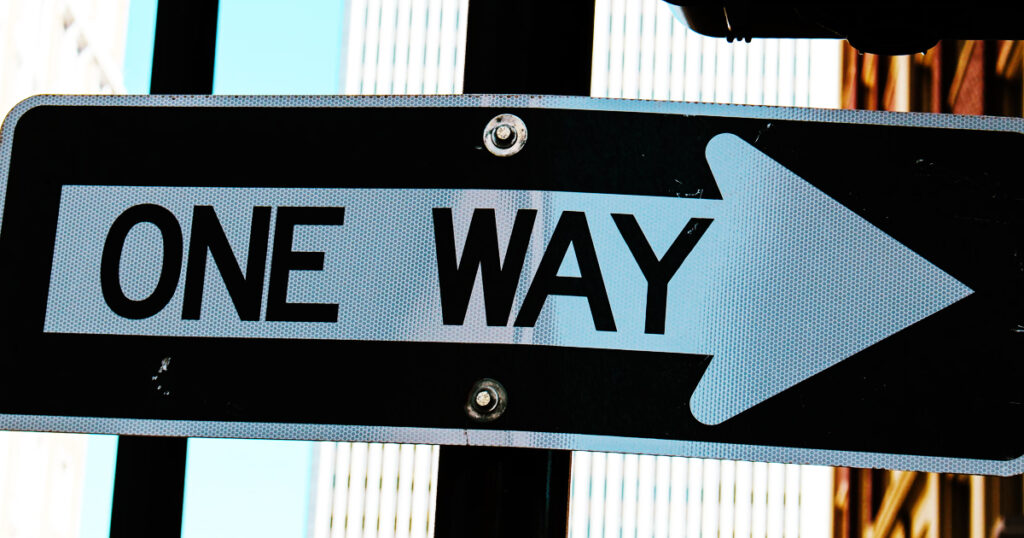 road sign, one way